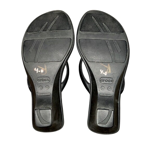 CROCS Cabana Slip On Thong Wedge Heels Flip Flops Sandals Black Rubber Womens 10 - Picture 5 of 5